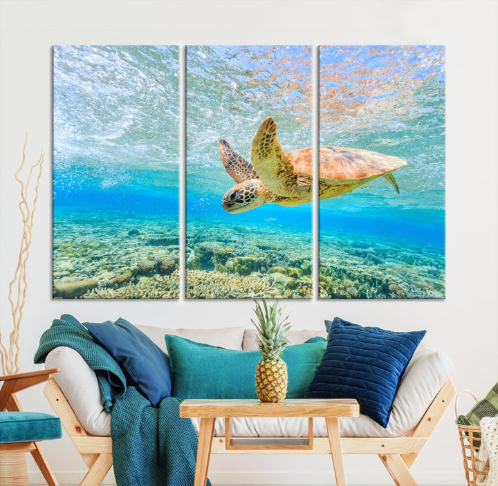 Sea Turtle Canvas Wall Art Print Framed Wall Decor Ocean Animal Panel Decor