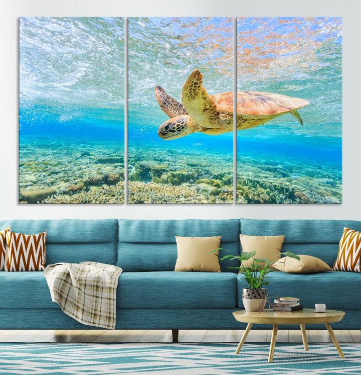 Sea Turtle Canvas Wall Art Print Framed Wall Decor Ocean Animal Panel Decor