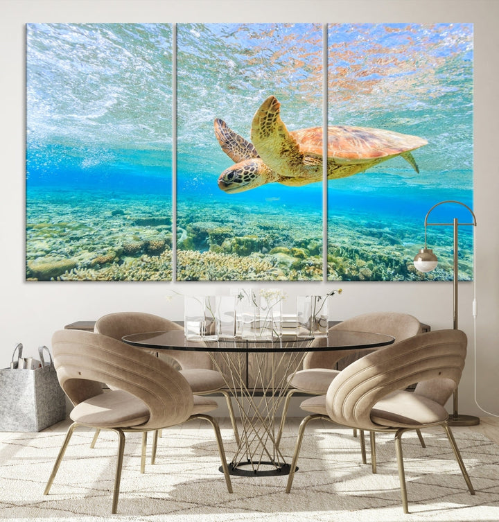 Sea Turtle Canvas Wall Art Print Framed Wall Decor Ocean Animal Panel Decor