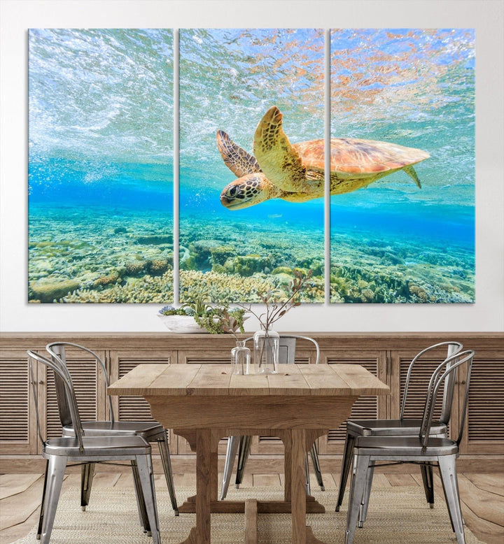 Sea Turtle Canvas Wall Art Print Framed Wall Decor Ocean Animal Panel Decor