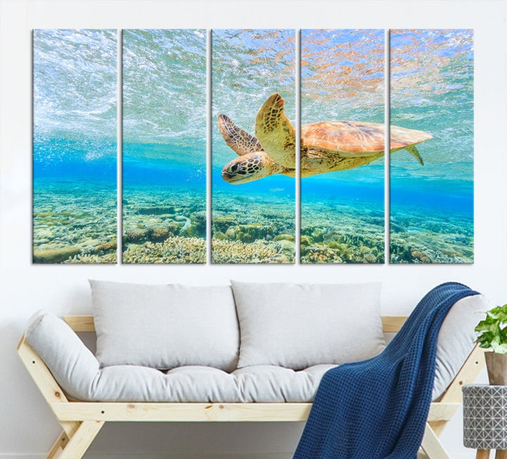 Sea Turtle Canvas Wall Art Print Framed Wall Decor Ocean Animal Panel Decor