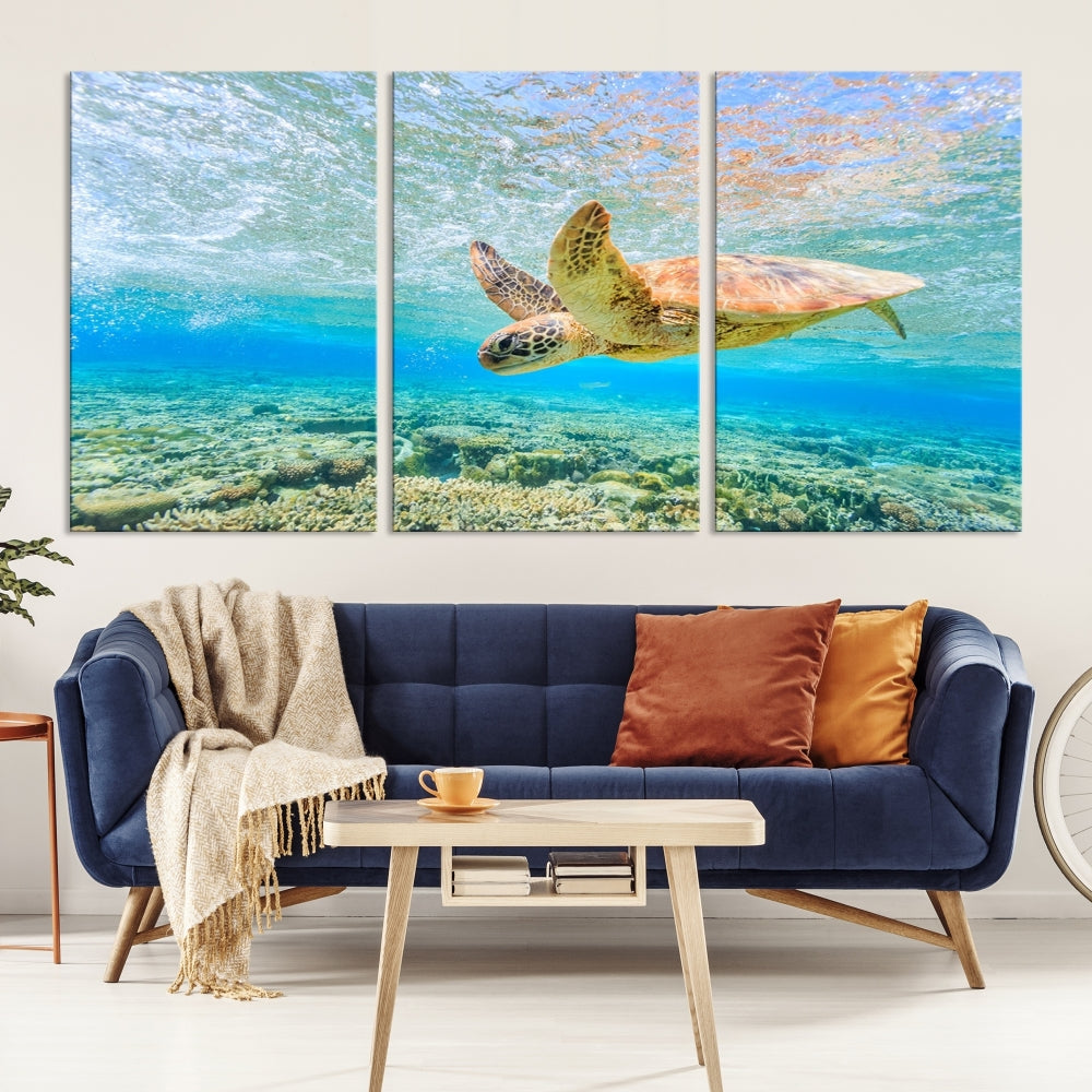 Sea Turtle Canvas Wall Art Print Framed Wall Decor Ocean Animal Panel Decor