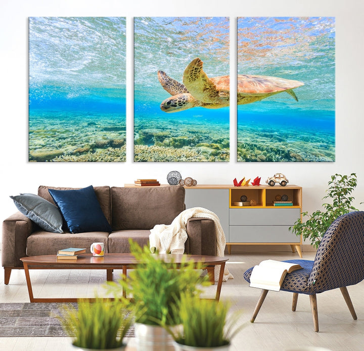 Sea Turtle Canvas Wall Art Print Framed Wall Decor Ocean Animal Panel Decor