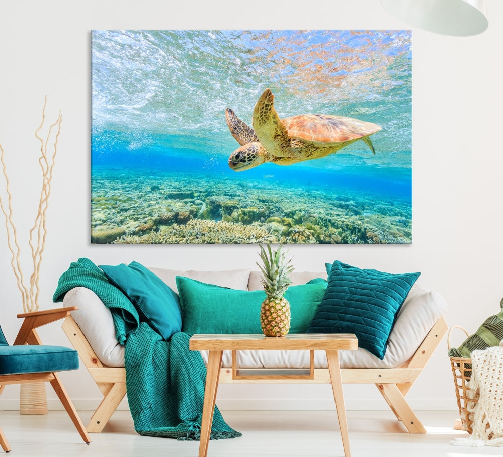 Sea Turtle Canvas Wall Art Print Framed Wall Decor Ocean Animal Panel Decor