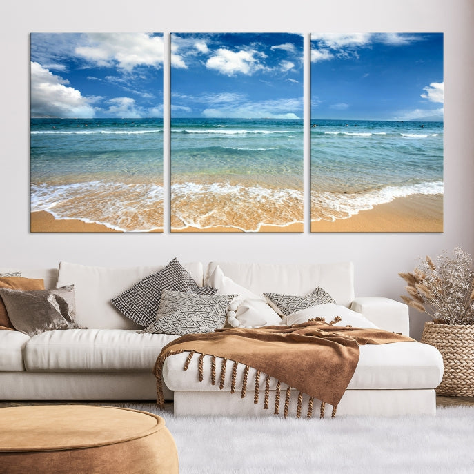 Sea View From the Beach Large Canvas Art Print for Wall Decor