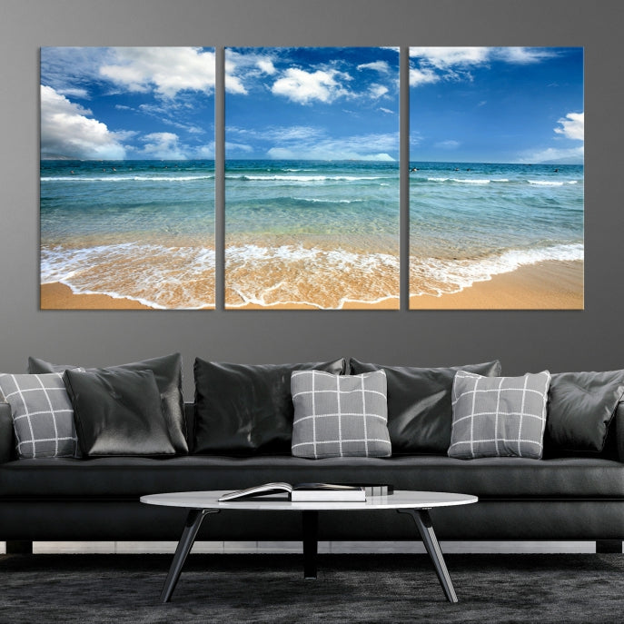 Sea View From the Beach Large Canvas Art Print for Wall Decor