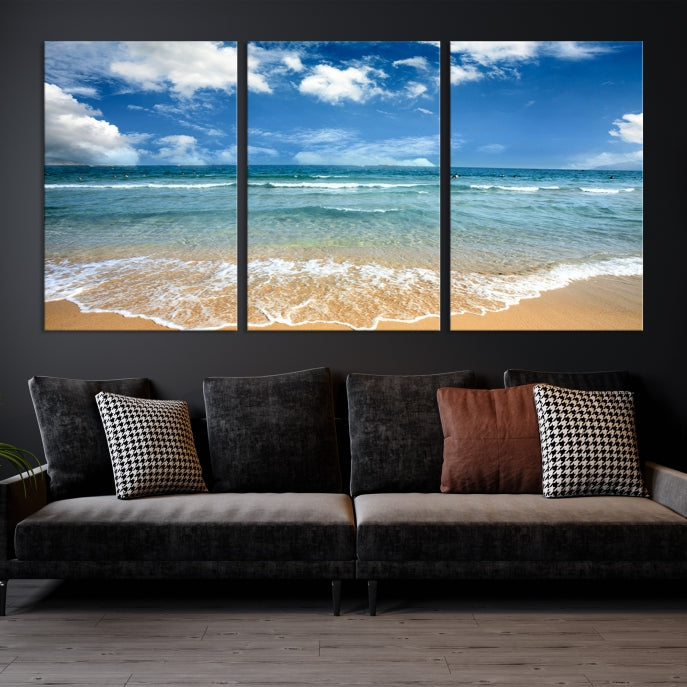 Sea View From the Beach Large Canvas Art Print for Wall Decor