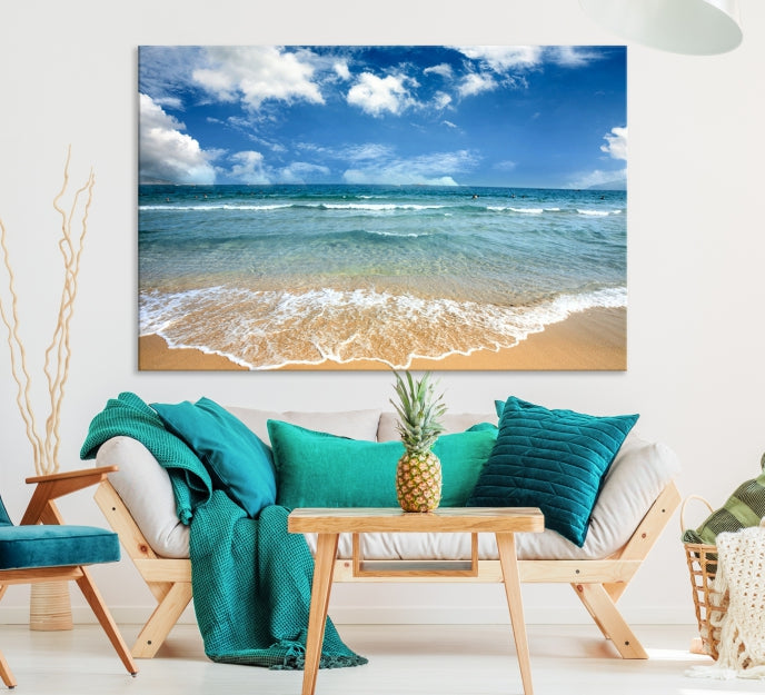 Sea View From the Beach Large Canvas Art Print for Wall Decor