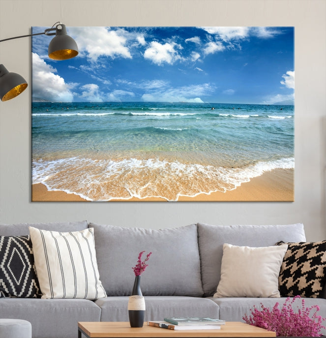 Sea View From the Beach Large Canvas Art Print for Wall Decor