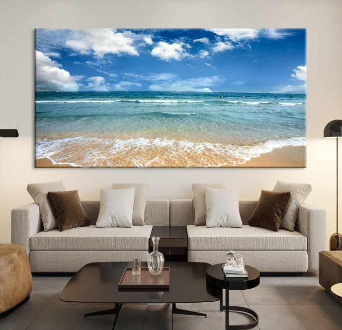 Sea View From the Beach Large Canvas Art Print for Wall Decor