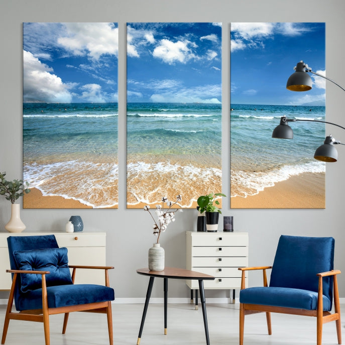 Sea View From the Beach Large Canvas Art Print for Wall Decor