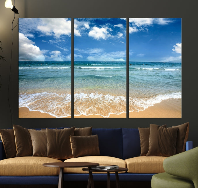 Sea View From the Beach Large Canvas Art Print for Wall Decor