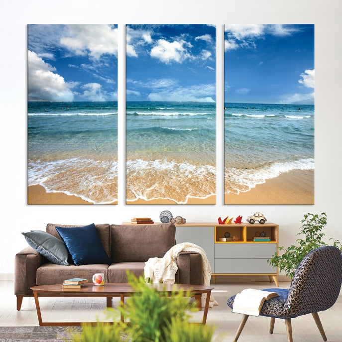 Sea View From the Beach Large Canvas Art Print for Wall Decor