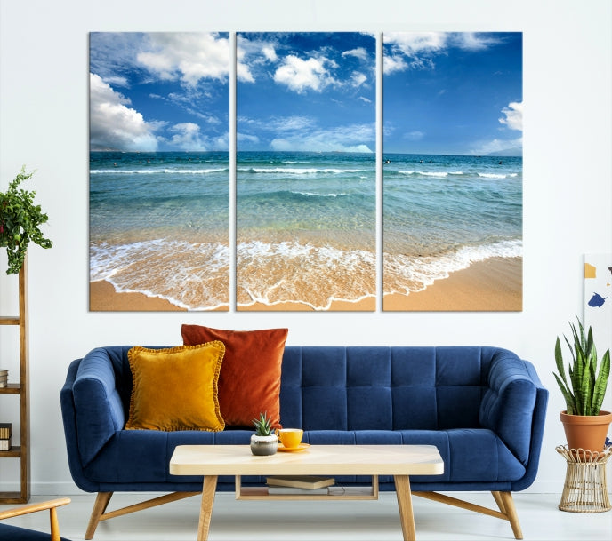 Sea View From the Beach Large Canvas Art Print for Wall Decor