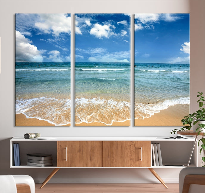 Sea View From the Beach Large Canvas Art Print for Wall Decor