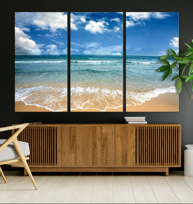 Sea View From the Beach Large Canvas Art Print for Wall Decor