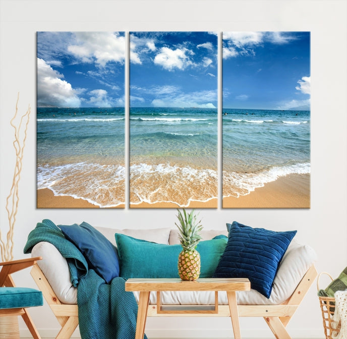 Sea View From the Beach Large Canvas Art Print for Wall Decor