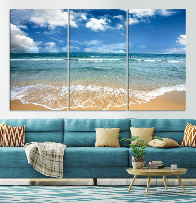 Sea View From the Beach Large Canvas Art Print for Wall Decor