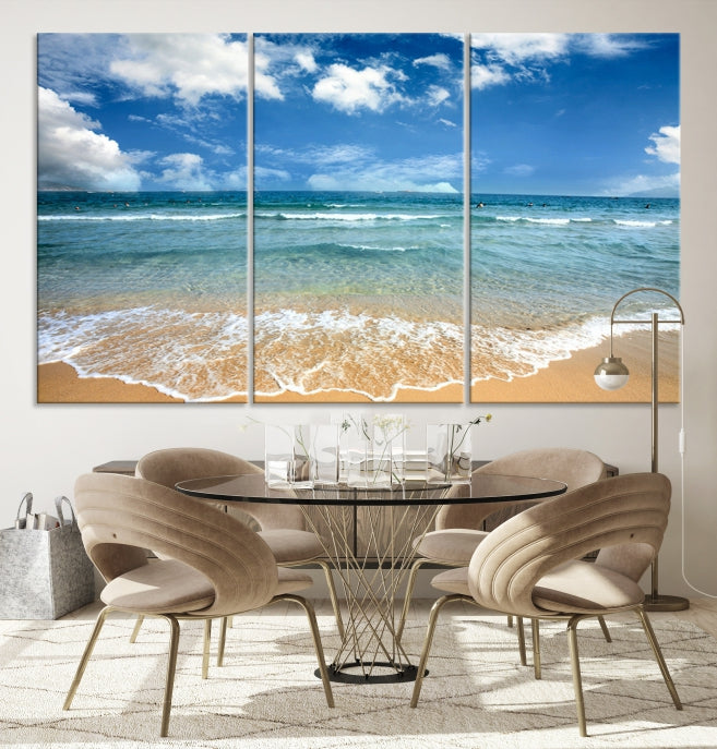 Sea View From the Beach Large Canvas Art Print for Wall Decor