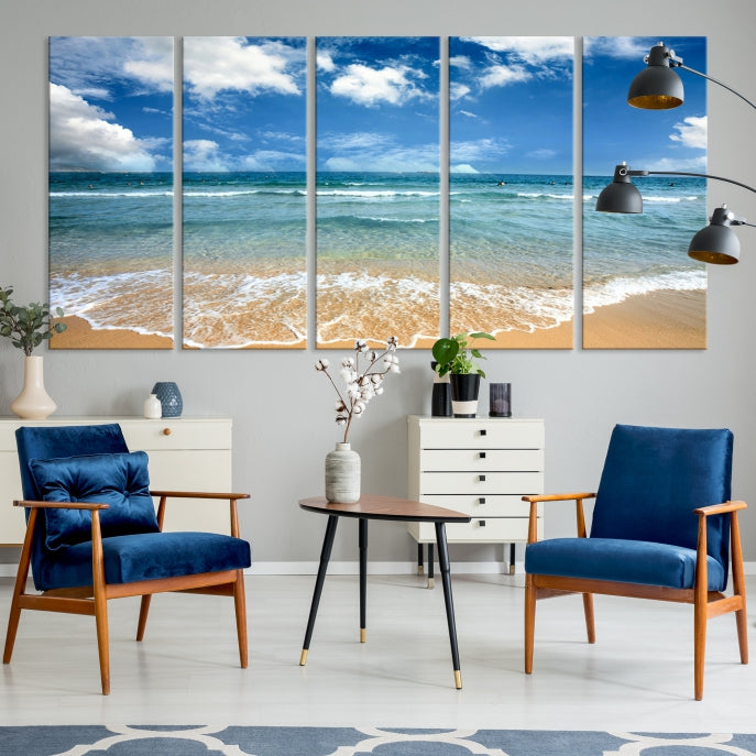 Sea View From the Beach Large Canvas Art Print for Wall Decor