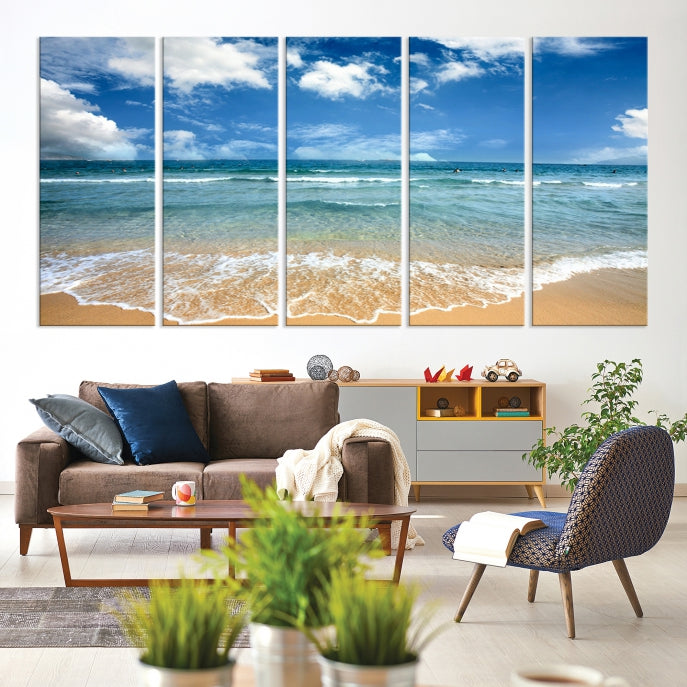 Sea View From the Beach Large Canvas Art Print for Wall Decor