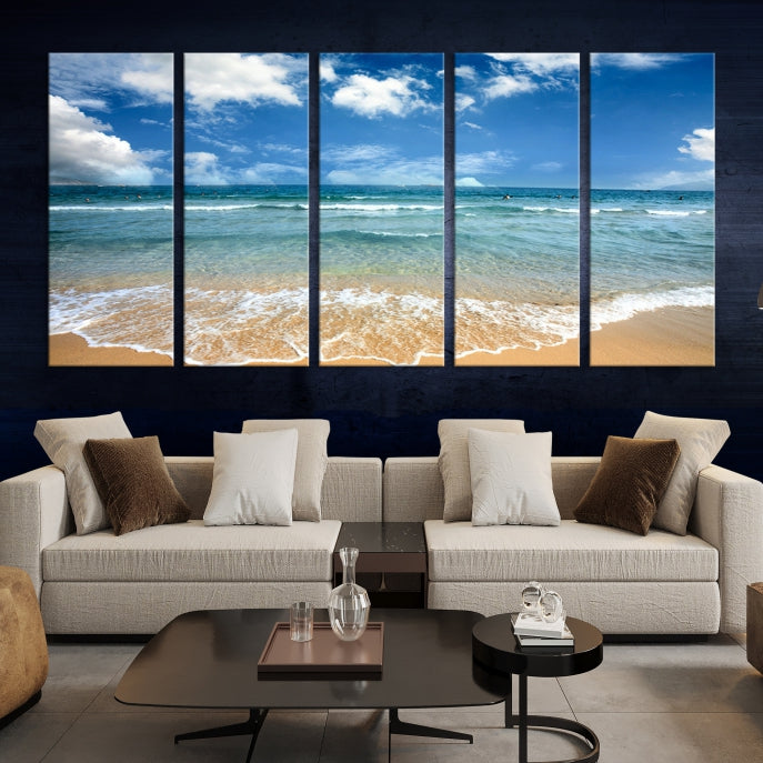 Sea View From the Beach Large Canvas Art Print for Wall Decor