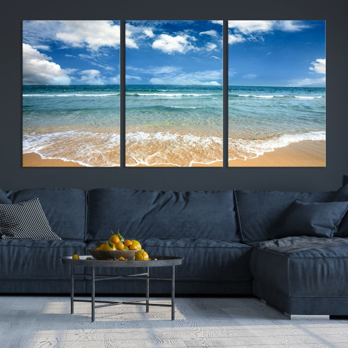 Sea View From the Beach Large Canvas Art Print for Wall Decor