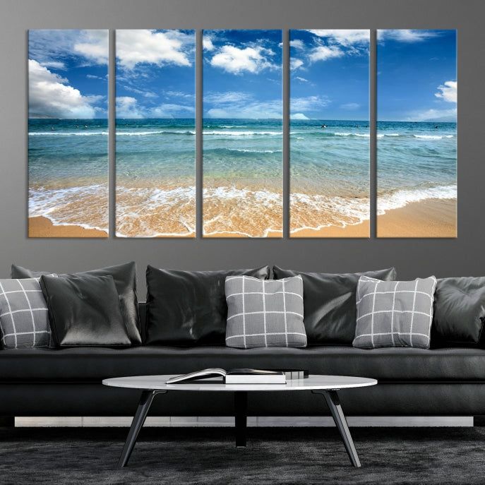 Sea View From the Beach Large Canvas Art Print for Wall Decor