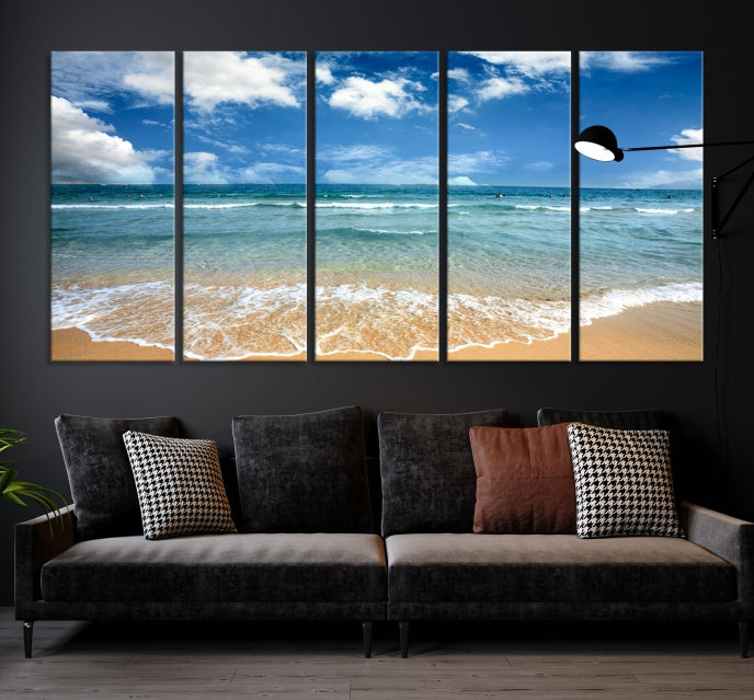 Sea View From the Beach Large Canvas Art Print for Wall Decor