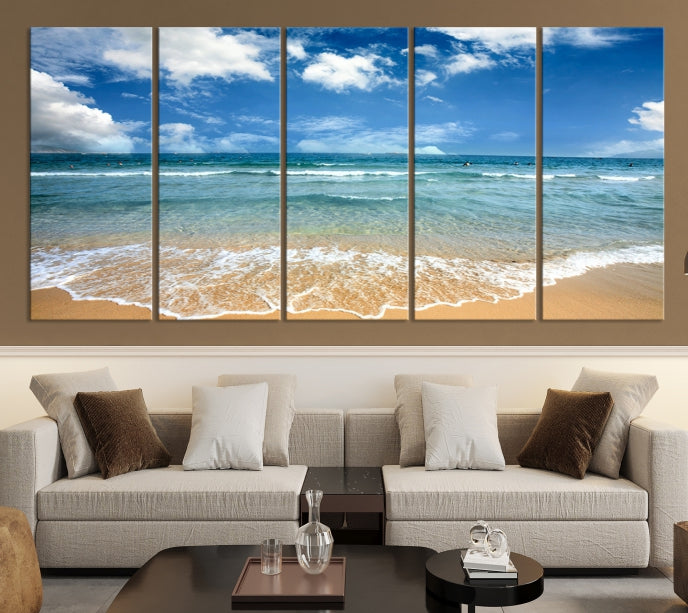 Sea View From the Beach Large Canvas Art Print for Wall Decor