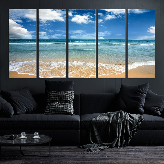 Sea View From the Beach Large Canvas Art Print for Wall Decor