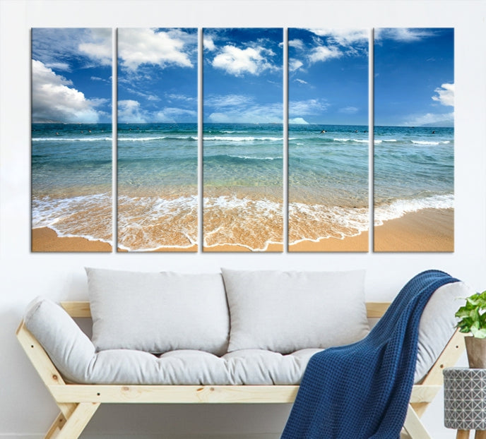 Sea View From the Beach Large Canvas Art Print for Wall Decor