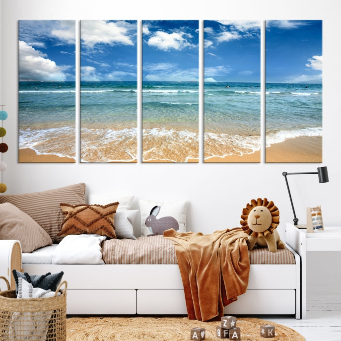 Sea View From the Beach Large Canvas Art Print for Wall Decor