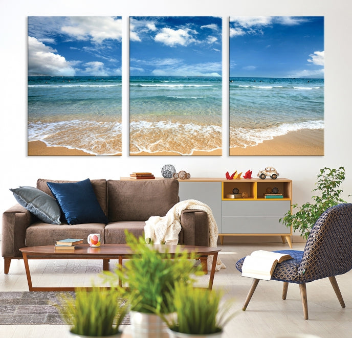 Sea View From the Beach Large Canvas Art Print for Wall Decor