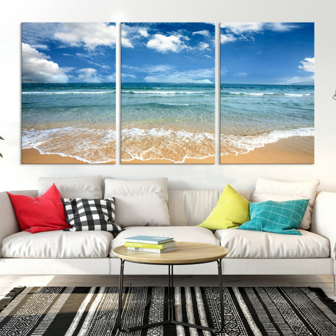 Sea View From the Beach Large Canvas Art Print for Wall Decor