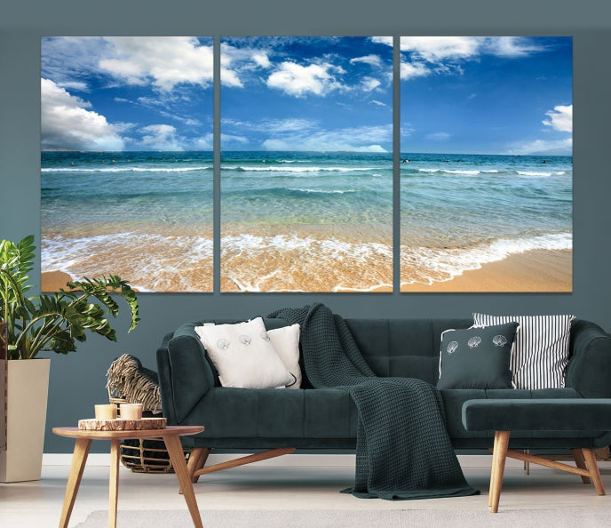 Sea View From the Beach Large Canvas Art Print for Wall Decor