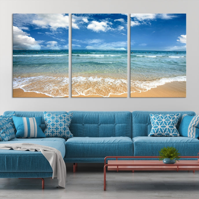 Sea View From the Beach Large Canvas Art Print for Wall Decor