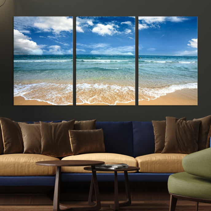 Sea View From the Beach Large Canvas Art Print for Wall Decor