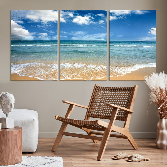 Sea View From the Beach Large Canvas Art Print for Wall Decor