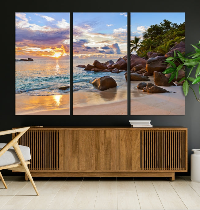 Tropical Island Beach Sunset Canvas Print