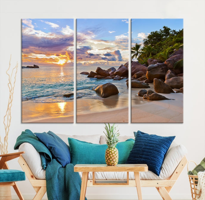 Tropical Island Beach Sunset Canvas Print