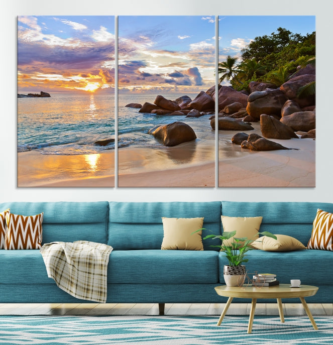 Tropical Island Beach Sunset Canvas Print