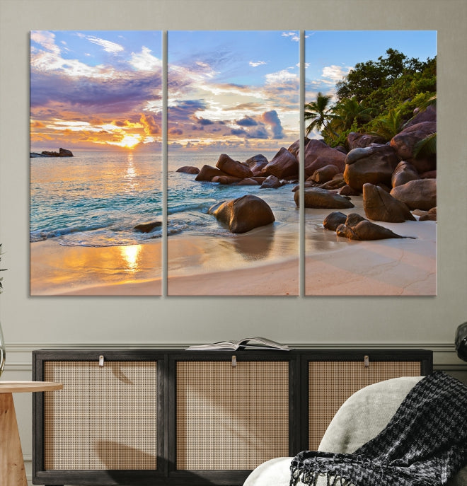 Tropical Island Beach Sunset Canvas Print