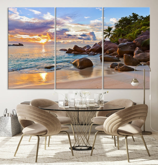 Tropical Island Beach Sunset Canvas Print