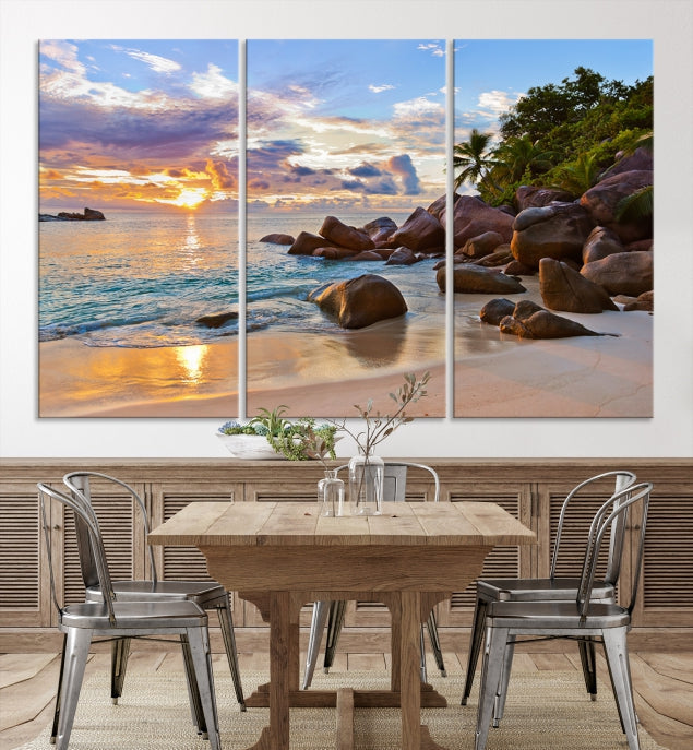 Tropical Island Beach Sunset Canvas Print