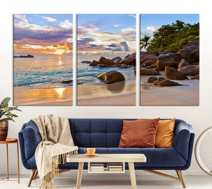 Tropical Island Beach Sunset Canvas Print