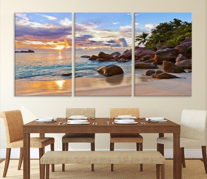 Tropical Island Beach Sunset Canvas Print