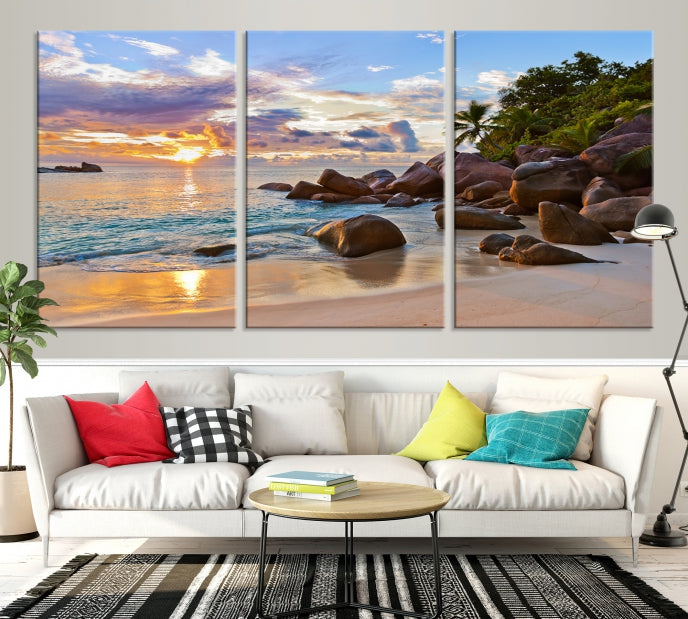 Tropical Island Beach Sunset Canvas Print