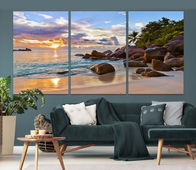 Tropical Island Beach Sunset Canvas Print