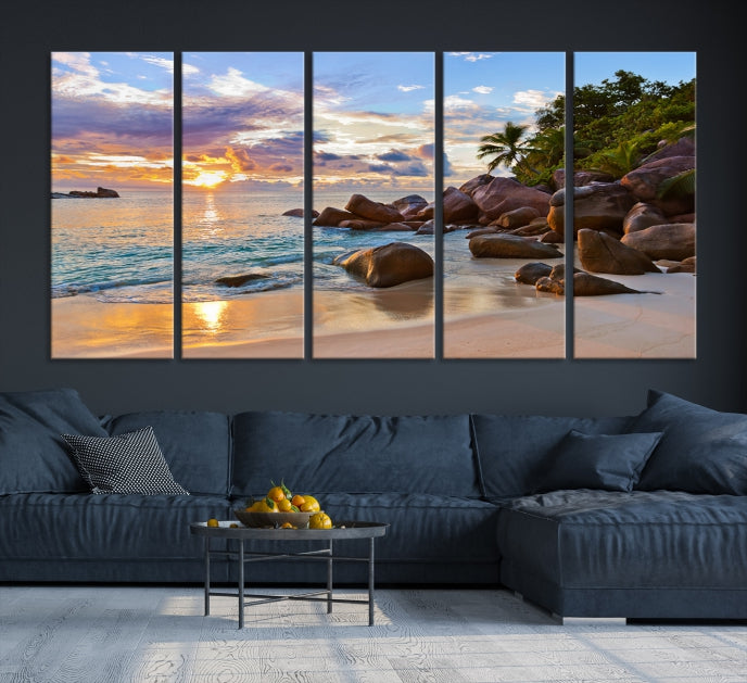 Tropical Island Beach Sunset Canvas Print